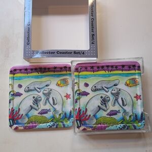 Colorful Manatee Coaster Set